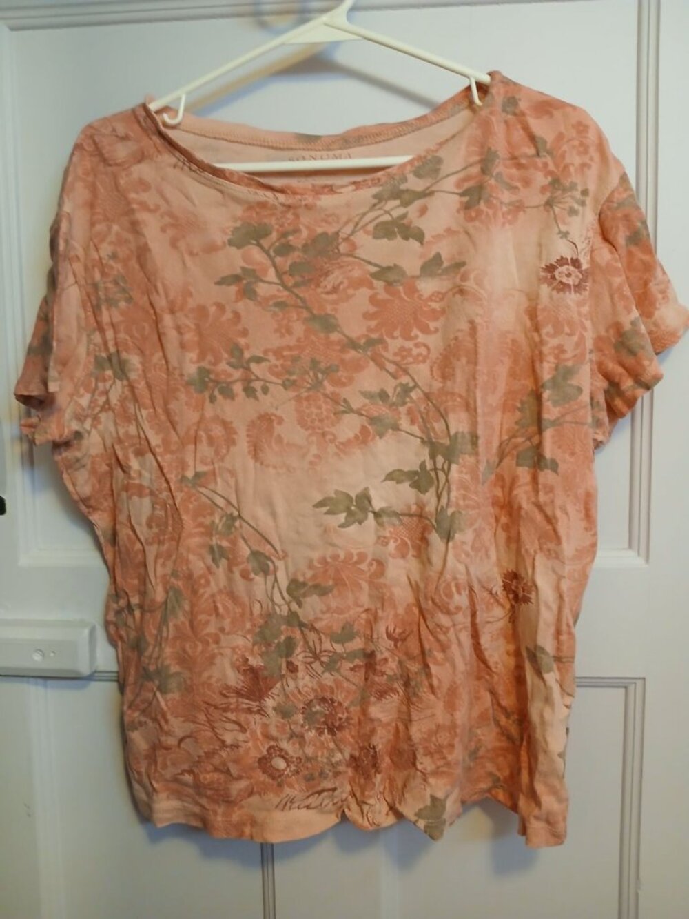 Sonoma Womens XL Pink Short Sleeve Shirt
